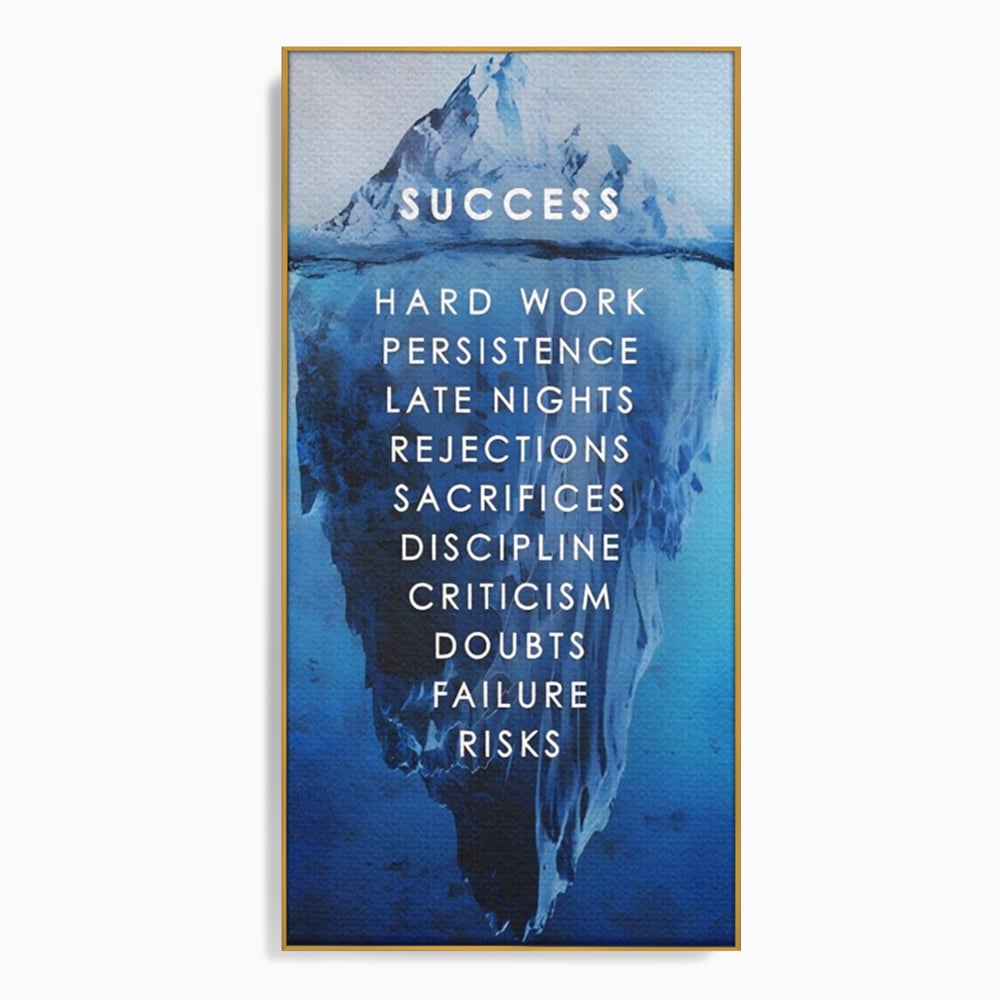 Tablou canvas cu tablou canvas motivational iceberg, in rama de aluminiu auriu
